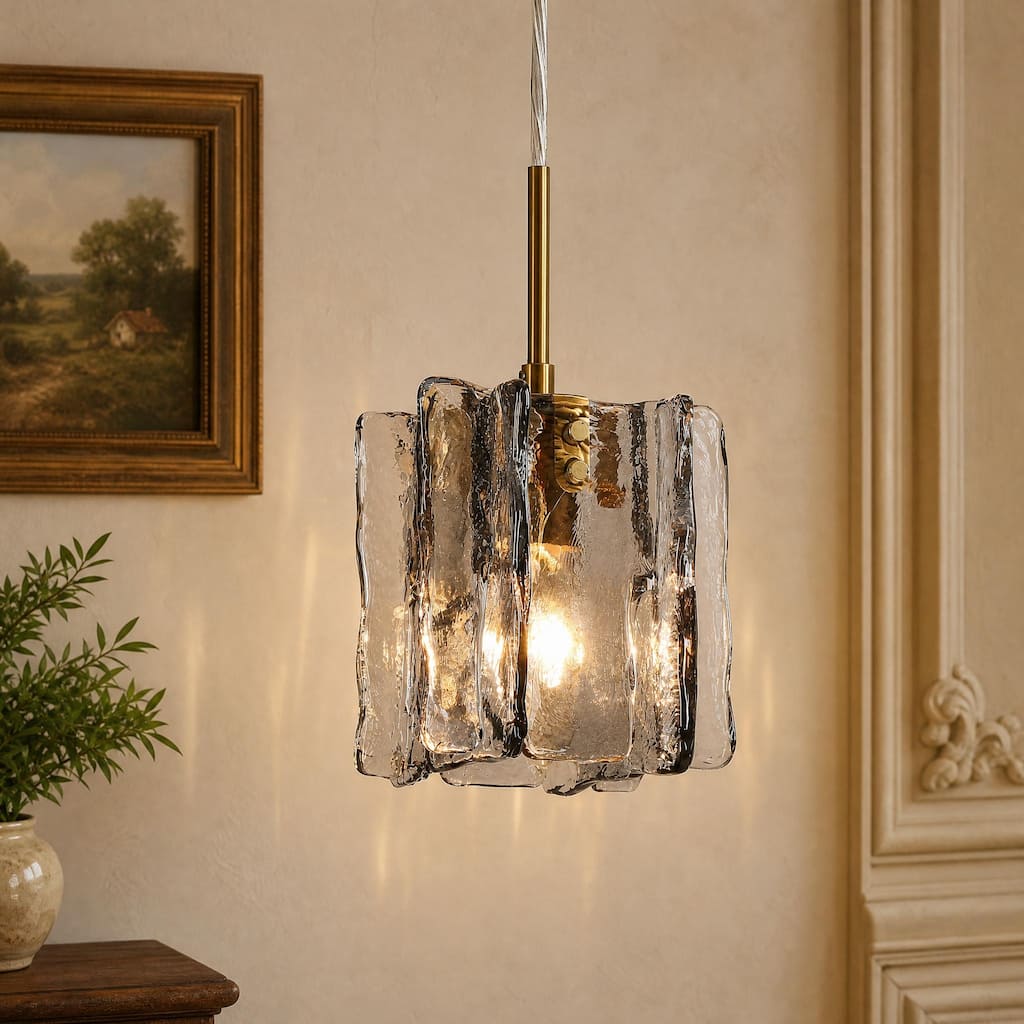 Kasy Modern 1-Light Textured Glass Pendant Light Unique Kitchen Island Light