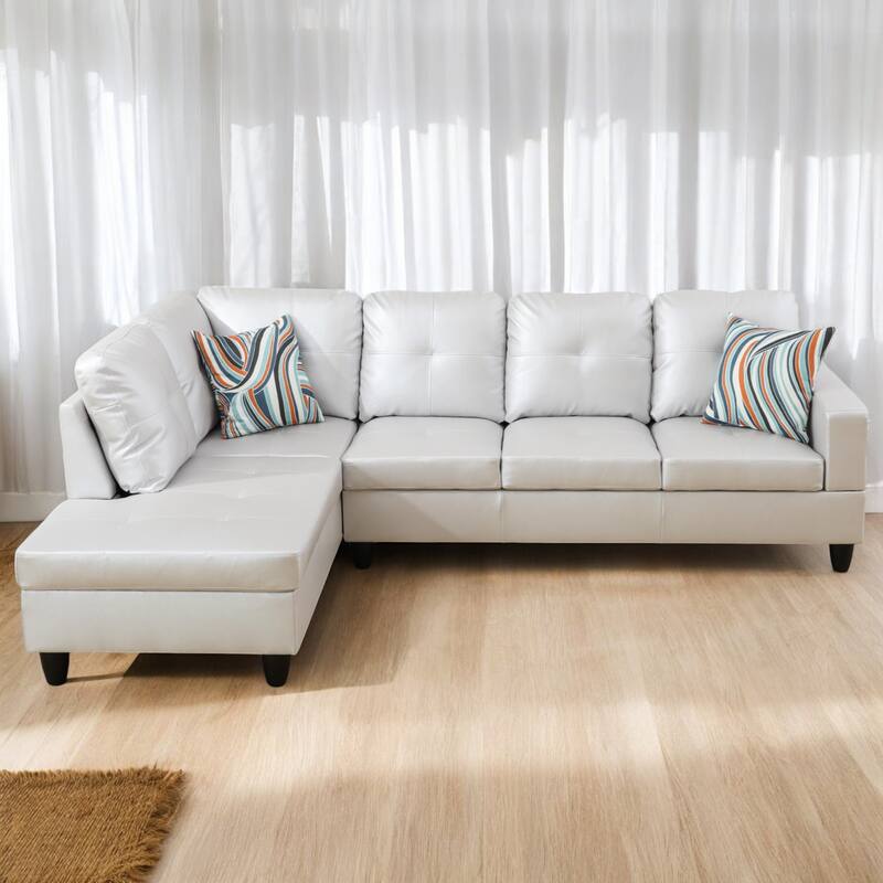 KISRAIS 103" Wide 2-Piece Vegan Leather Sectional Sofa