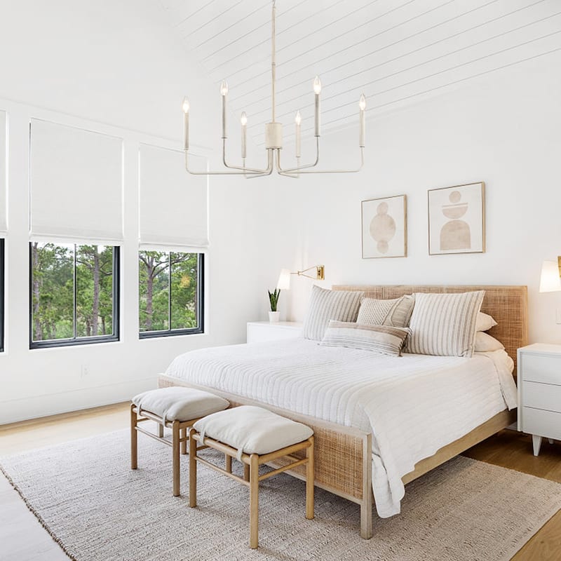 Modern 6-Light Simple Candle Chandelier for Kitchen Island, Living Room, Bedroom, Foyer