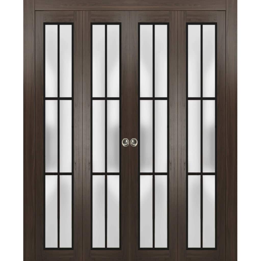 Double Bi-fold Doors Planum 2122 Chocolate Ash Sturdy Tracks