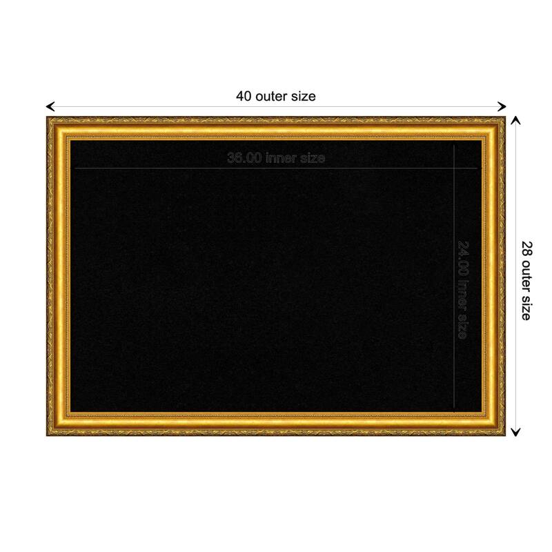 Colonial Embossed Gold Wood Framed Black Corkboard Bulletin Board - Board Size 36x24