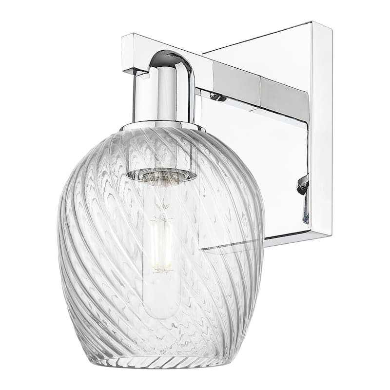 Innovations Lighting 716-1W-12-6 Salina Sconce Salina 12" Tall Wall - Polished Chrome / Clear Spiral Fluted