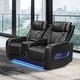 preview thumbnail 3 of 16, Jazz 74"W Leather Aire Power Reclining Loveseat w/Power Headrest, Bluetooth Speakers, LED, USB Ports, Storage & Cupholders