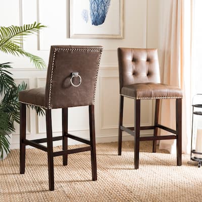 SAFAVIEH Arabella 31-inch Bar Stool - Brown / Espresso (Set of 2) - 19" x 23.3" x 44" - 19" x 23.3" x 44" - 19Wx23Dx44H