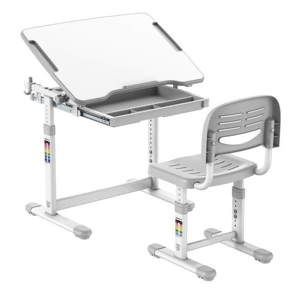 slide 2 of 8, Mount-It! Kids Desk and Chair Set, Height Adjustable Ergonomic Children's School Workstation with Storage Drawer
