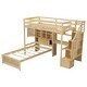 preview thumbnail 9 of 9, Twin Loft Kids Bed with Desk, Staircase, Storage & Shelves, No Box Spring Needed, Natural