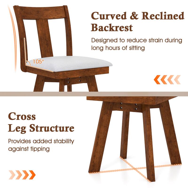 Gymax Swivel Dining Chairs Set of 4 Dining Room Chairs w/ Rubber Wood