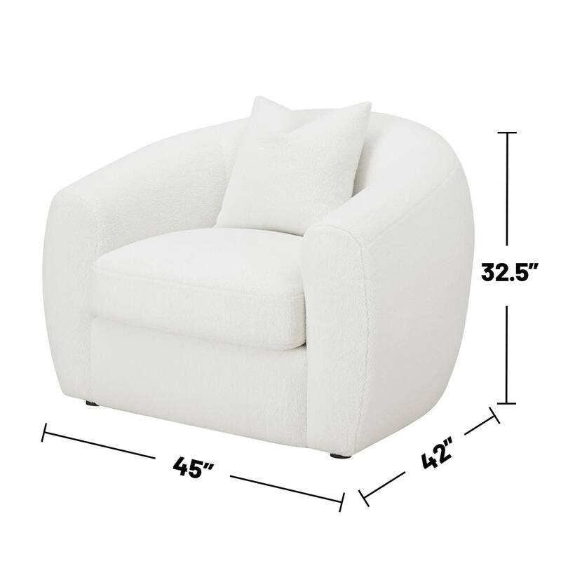 Fabric Upholstered Accent Chair with One Accent Pillow in Natural and Black