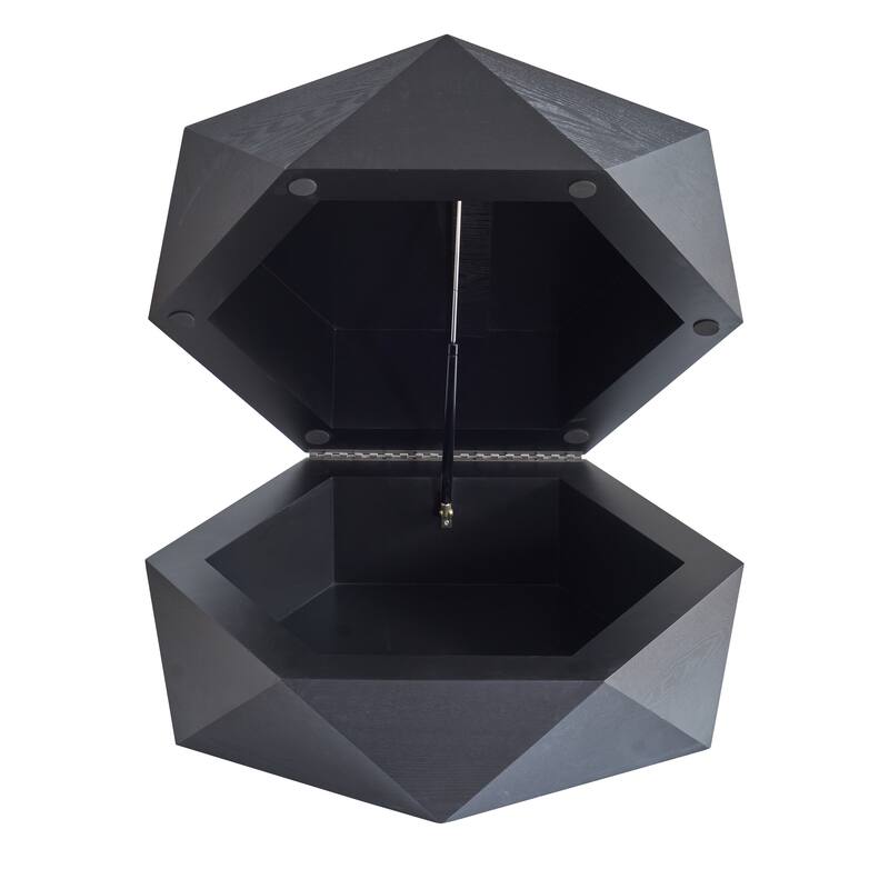 GDFStudio Corvyn Polygon Flip-Top Coffee Table with Hidden Storage and Solid Wood Veneer