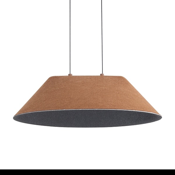 slide 2 of 2, Golden Lighting Faroe 21in Integrated LED Pendant in Coffee/Black Felt - Brown