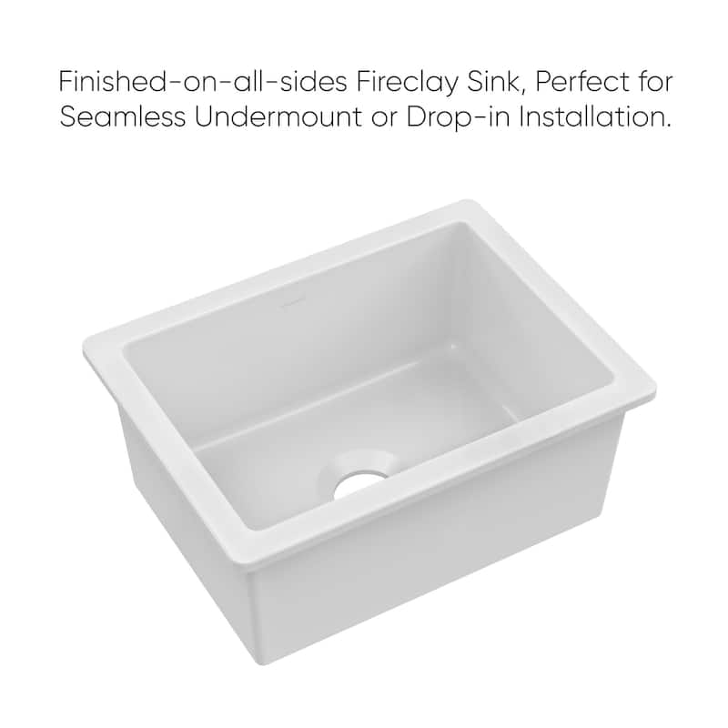 Whitehaus WHUF2418 Fireclay 24" Undermount Single Basin Fireclay
