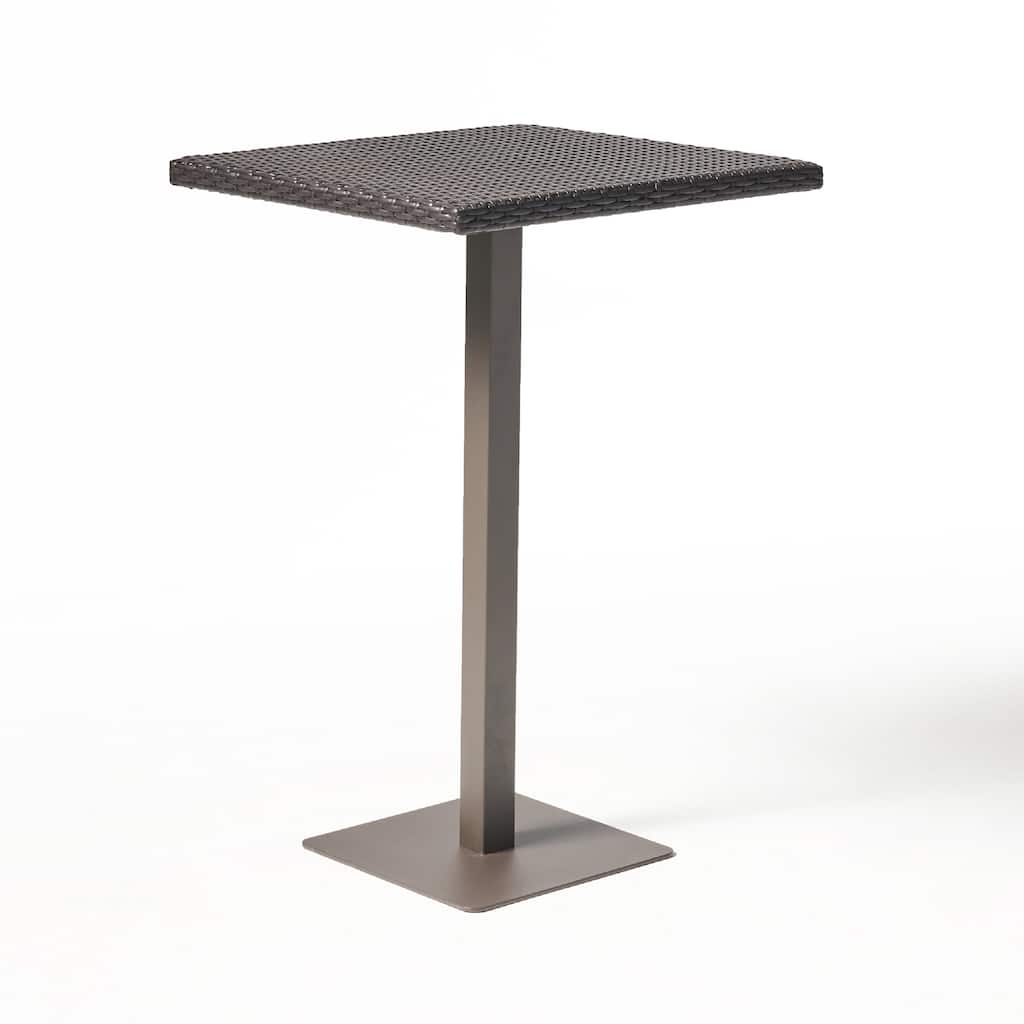 Outdoor Square Bar Table, Brown Multi Rattan, Metal Frame