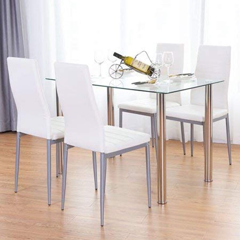 Shop Faux Leather Glass 5 Piece Kitchen Dining Set On Sale Overstock 24124576