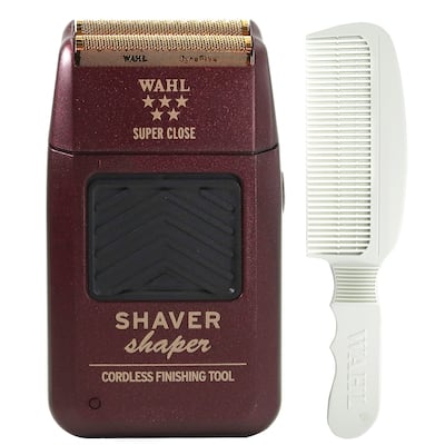 Wahl Professional 5-Star Series Rechargeable Shaver/Shaper #8061-100 + Wahl Flat Top Comb White #3329-100 - Red