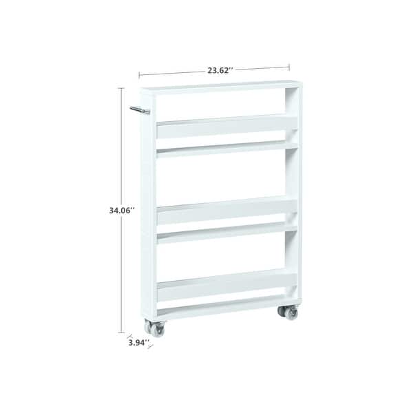 dimension image slide 2 of 2, BIKAHOM Compact Space Kitchen Pantry,3-Tier Kitchen Storage Cart, Slim Slide Out Rolling Pantry Shelf for Narrow Spaces