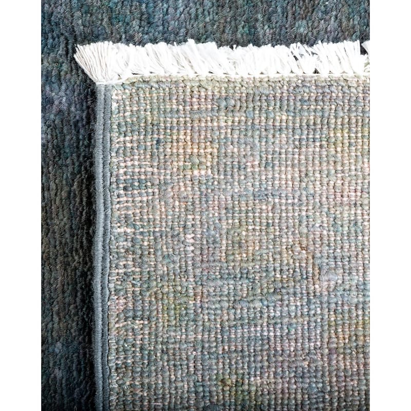 Overton Hand Knotted Wool Vintage Inspired Modern Contemporary Overdyed Gray Area Rug - 2' 4" x 16' 2"
