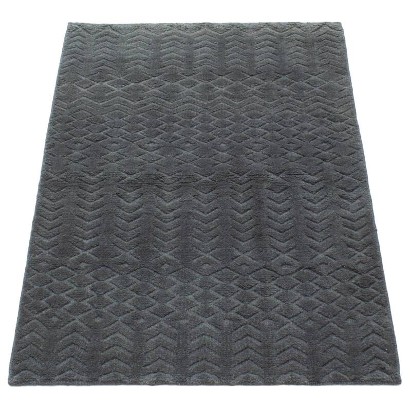 ECARPETGALLERY Hand-knotted Tangier Grey Wool Rug - 2'11 x 4'11