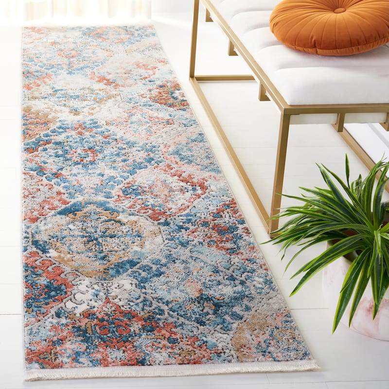 SAFAVIEH Shivan Hessie Boho Rug - 2'2" x 8' Runner - Blue/Rose