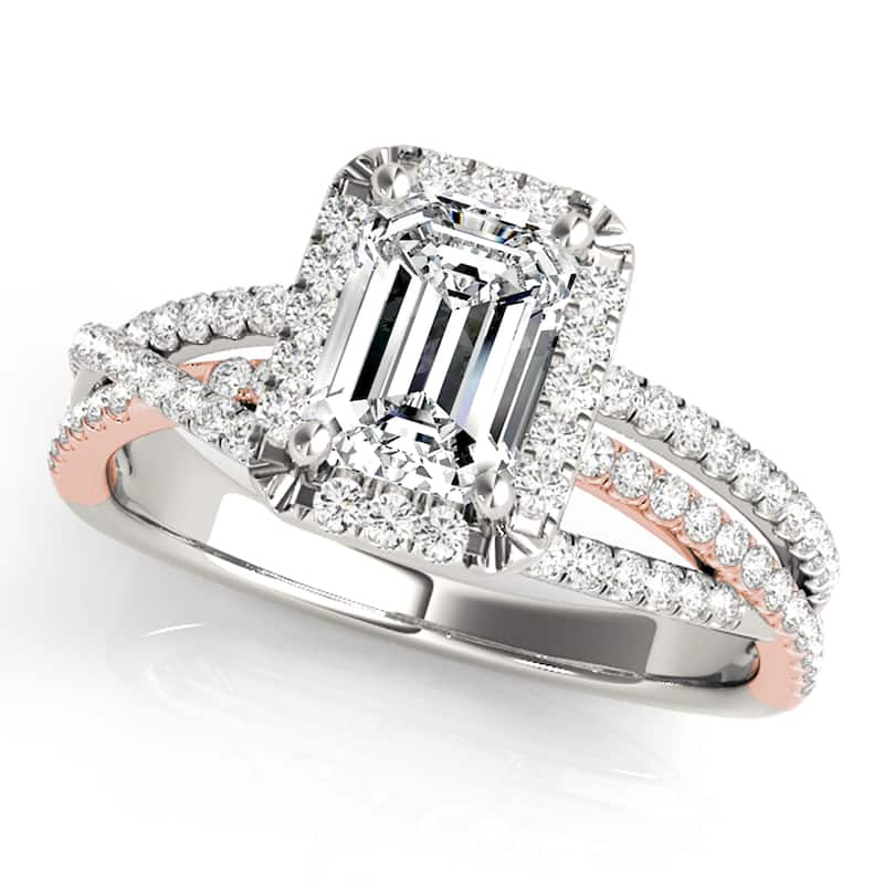 Auriya 14k Rose Gold Lab Grown Emerald Diamond Halo Engagement Ring 0.50 to 5.00 ct. tw. (F-G VS) - 1.25 ct. center - 7.5