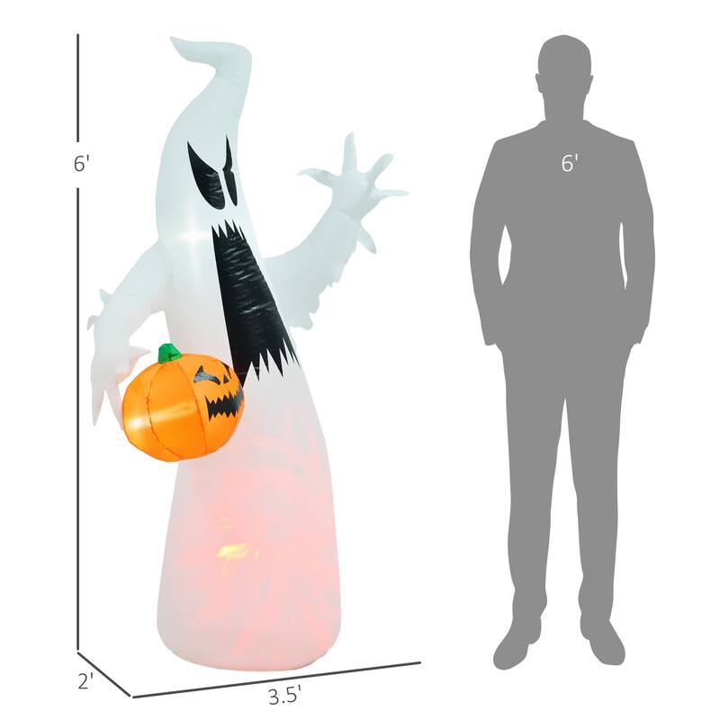 5.9' Halloween Inflatable Outdoor Decoration Ghost with Pumpkin Blow Up LED Garden Lawn Party Holiday Waterproof