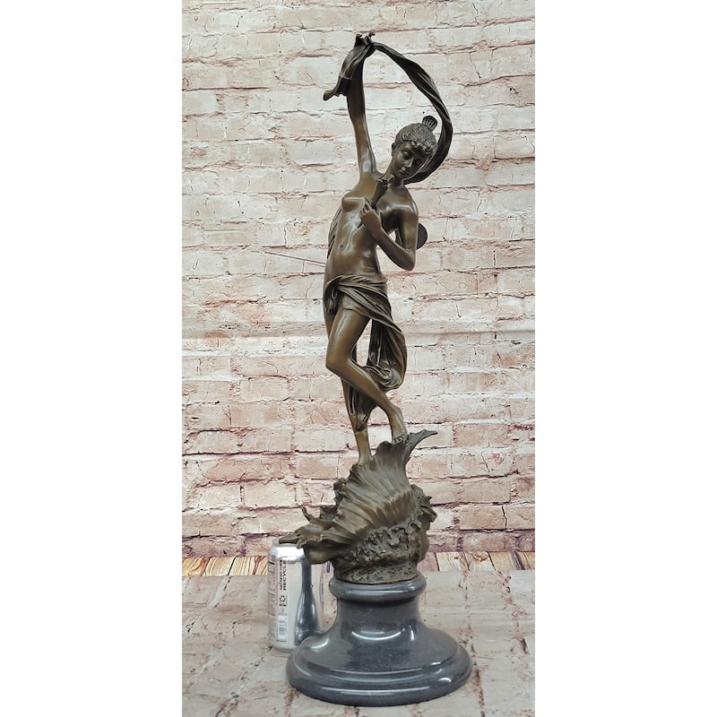 Z. Madri “Venus Emerging From A Conch Shell” – Clical Bronze Sculpture On Marble Base