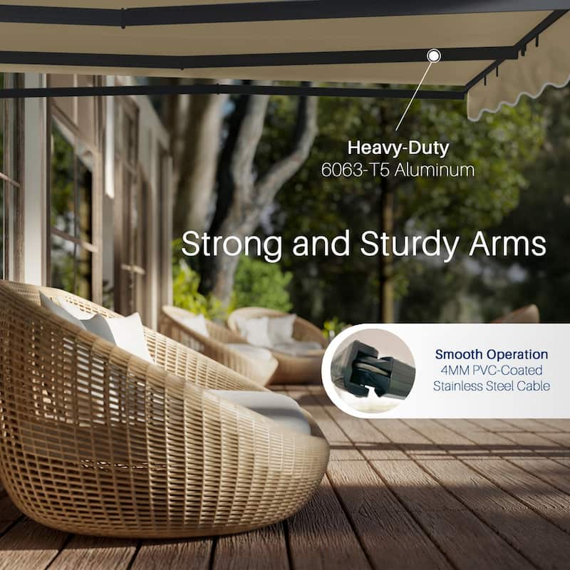 ALEKO Moroccan Semi-Cassette Motorized Patio Awning - Desert Sand - 13 x 10 Feet