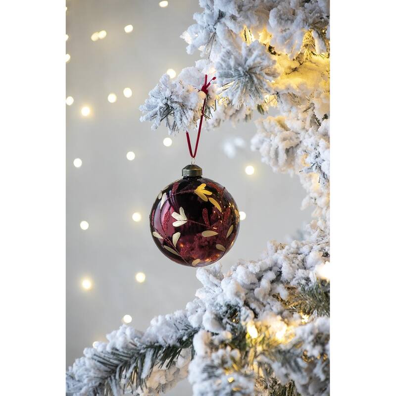 D3.9" Christmas Ball Ornaments, Glass Decorative Hanging Ball Christmas Tree Ornaments for Holiday Decorations, Set of 6
