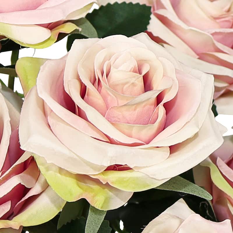 Set of 2 Artificial Queen Rose Flower Stem Bush Bouquet 18in