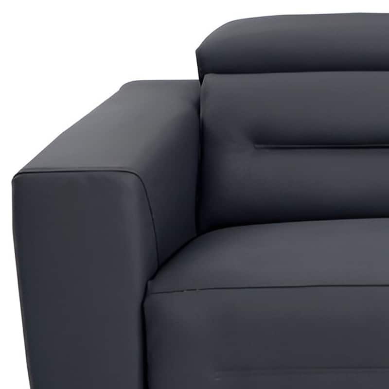 HomeRoots 83" Gray Italian Leather USB Reclining Sofa With Black Legs