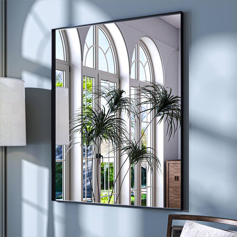 Organnice Rectangular Mirror Modern Black Frame Bathroom Vanity Mirror Clean Glass