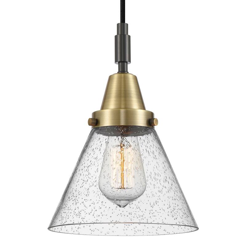 Innovations Lighting 447-1P-G44 Cone 8" Wide Mini Pendant with Clear, - Black Antique Brass