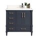 preview thumbnail 58 of 79, Willow Collections 36 in x 22 Aberdeen Freestanding Bathroom Vanity with Right Offset Bowl Sink and Countertop Cove Edge White - Hale Navy Blue