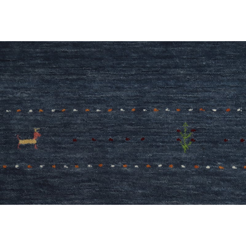 Navy Blue Tribal Gabbeh Square Area Rug Handmade Tribal Carpet - 5' 9'' X 5' 10''