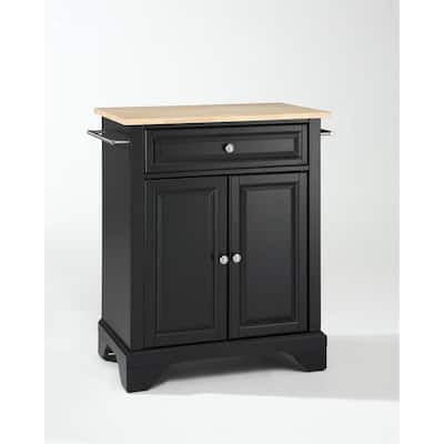 Kitchen Island Cart with Wood Top, Portable Kitchen Storage, Modern Kitchen Furniture, White & Natural Finish