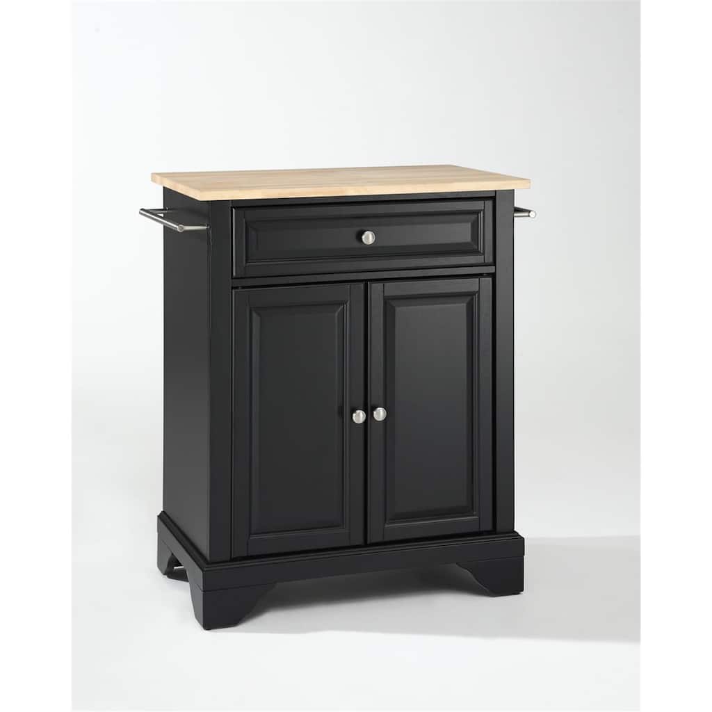 Kitchen Island Cart with Wood Top, Portable Kitchen Storage, Modern Kitchen Furniture, White & Natural Finish