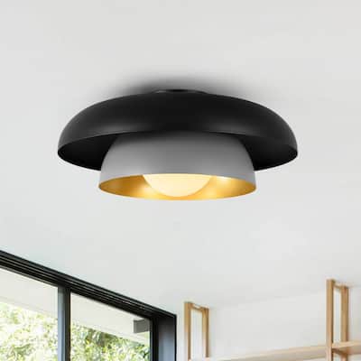 Nordic 18.1''W 1-Light Metal Saucer Flush Mount Ceiling Fixture - 18.1in