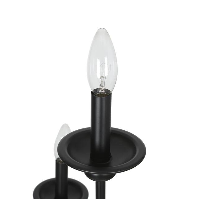 Farmhouse 9-Light 32 inch Black 2-tier Mid-Century Modern Candle Chandelier for Dining Room - D32"x H31"