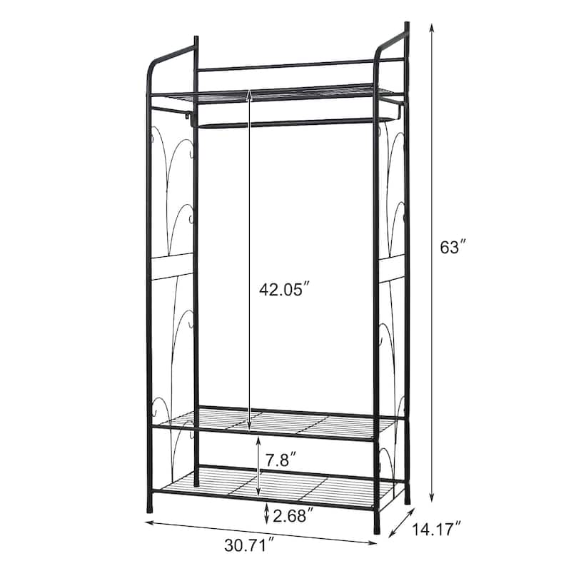 Garment Stand 3 Tiers Clothes Rack Wire Shelving Freestanding Closet - 31x14.2x63.3 inch
