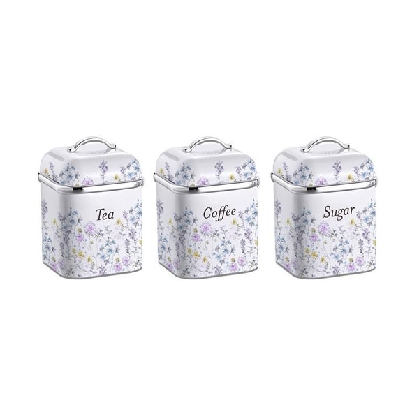 Laura Ashley VQ 3-Piece Hand-applied Stainless Steel Canister Set