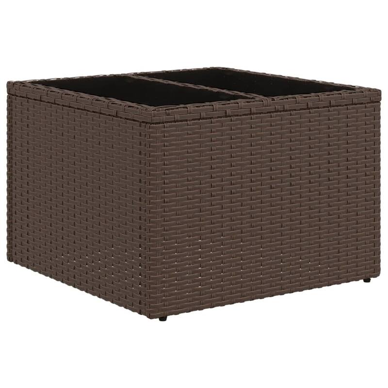 vidaXL Garden Sofa Set Brown PE rattan, tempered glass, powder-coated steel - 21.7 x 21.7 x 14.6