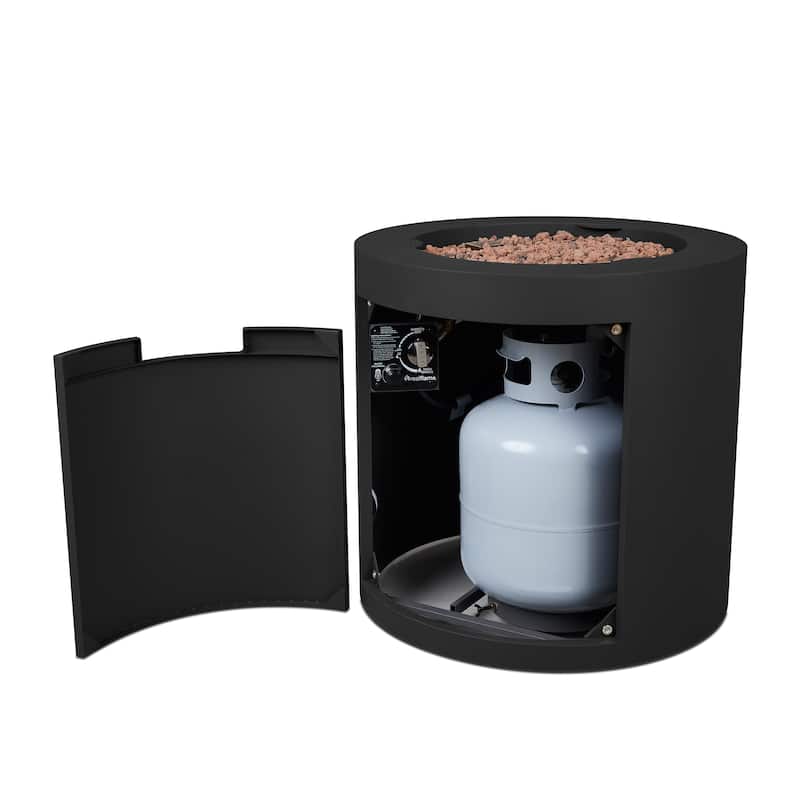 Aegean 24" Round Propane Fire Table in Black by Real Flame