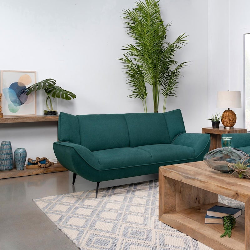 Logan Teal Blue Flared Arm Loveseat