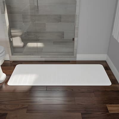 Oversized Bathroom Rug – Washable Extra-Long Memory Foam Bath Mat with Nonslip Backing by Lavish Home (White)