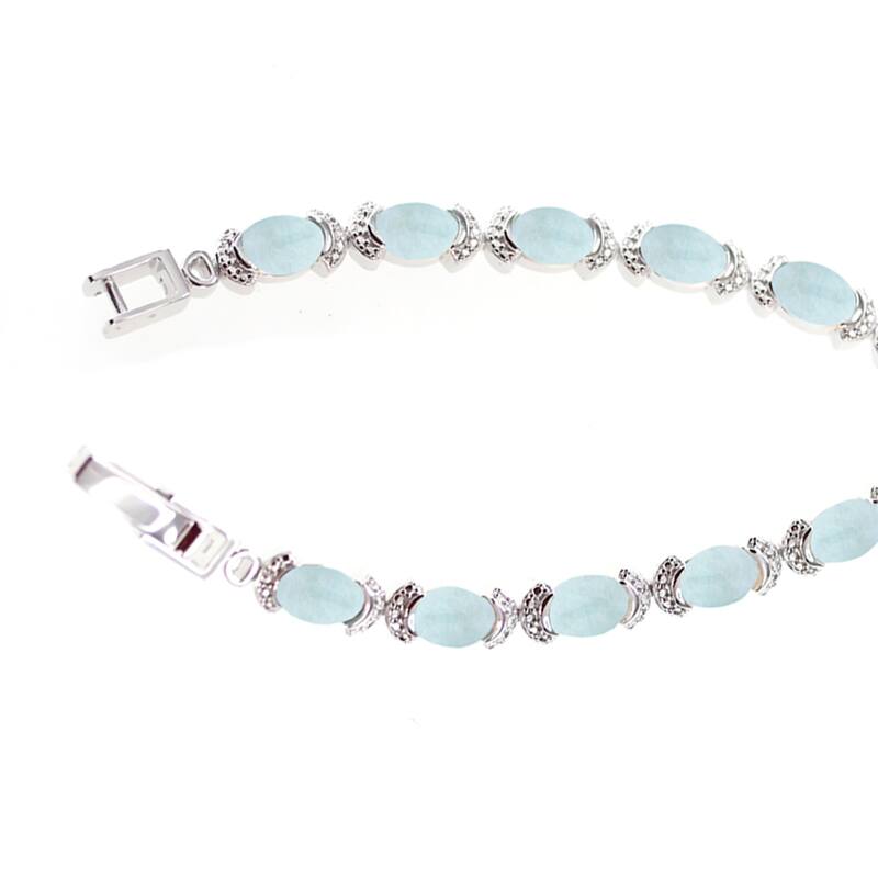 925 Sterling Silver Milky Aquamarine Bracelet