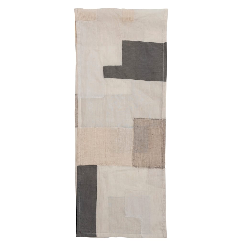 Cotton Table Runner with Patchwork Design - 72.0"L x 14.0"W x 0.3"H