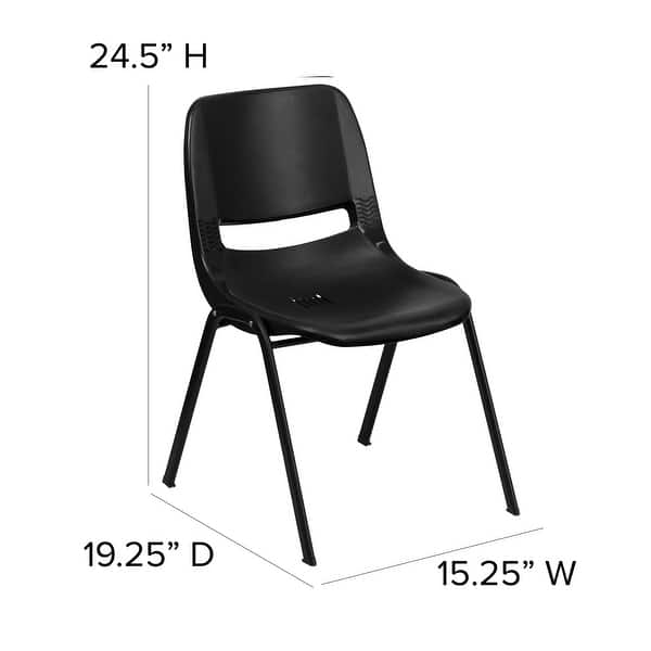 dimension image slide 1 of 2, 5 Pack 440 lb. Capacity Kid's Ergonomic Shell Stack Chair - 19.25"D x 15.25"W x 24.5"H