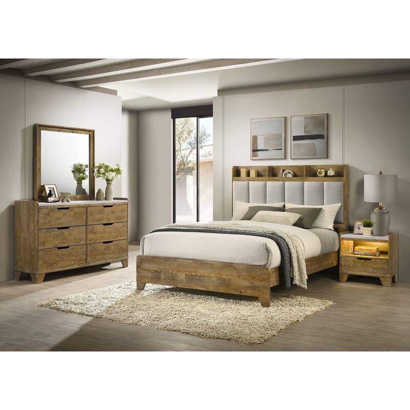 Henderson Bedroom Set Medium Oak - Queen - 4 Piece