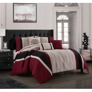 6Pcs Luxury Printed Microfiber Comforter Set Bed In A Bag,King/Cal King,Cody 