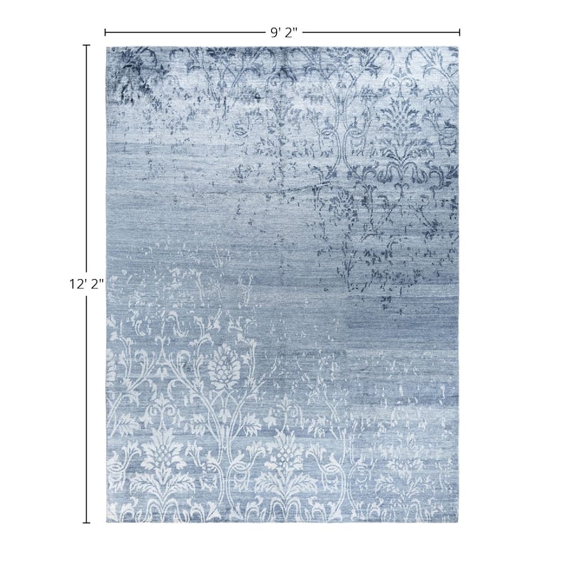 Modern One-of-a-Kind Hand-Knotted Area Rug - Gray, 9' 2" x 12' 2" - 9' 2" x 12' 2"