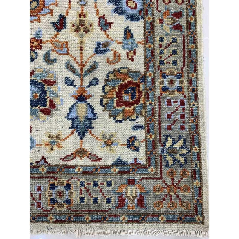 Beige Hand Knotted Wool Traditional Oushak Rug, 9' x 12', soft stylish area accent - L